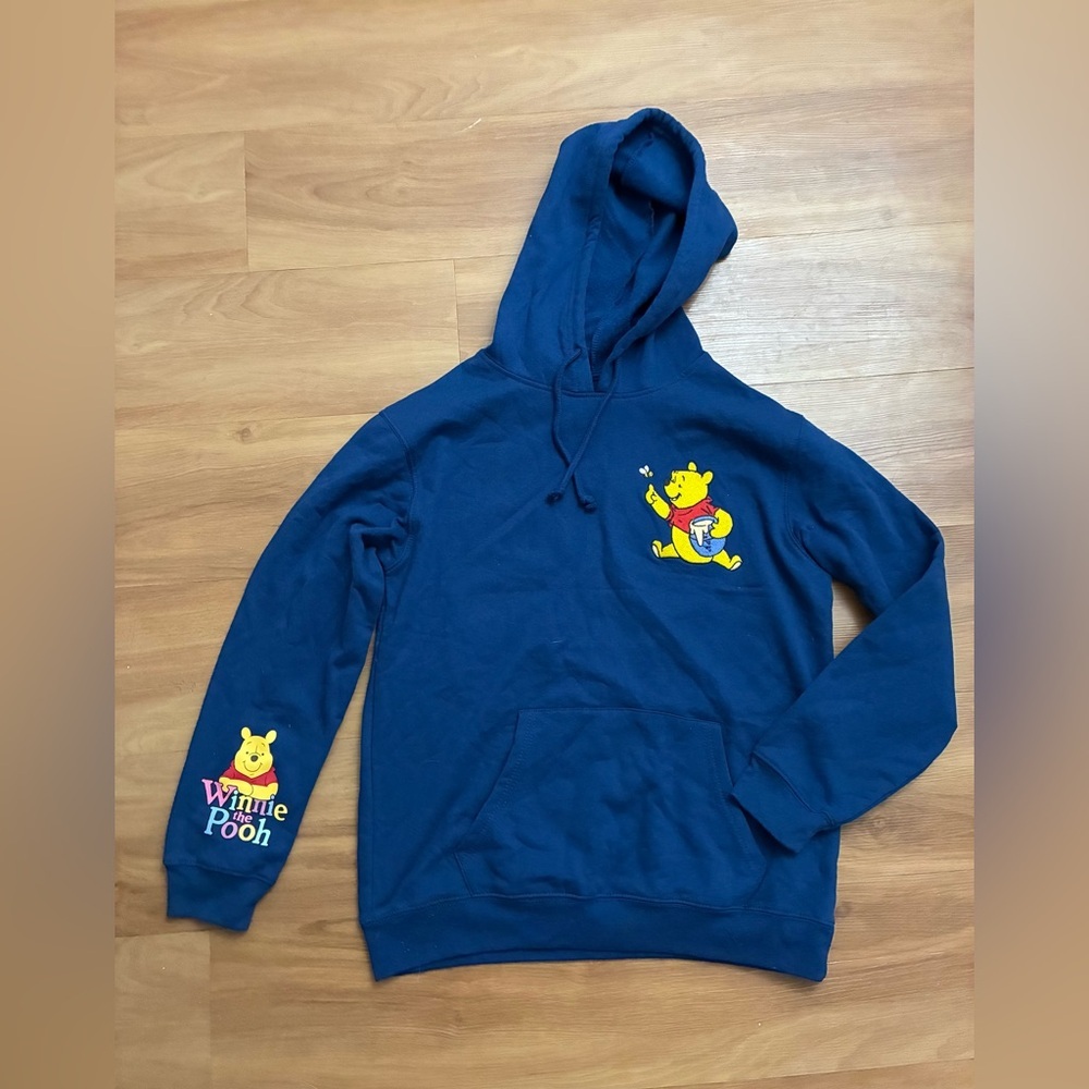 Disney Winnie the Pooh navy blue pull-over hoodie sweatshirt Size M